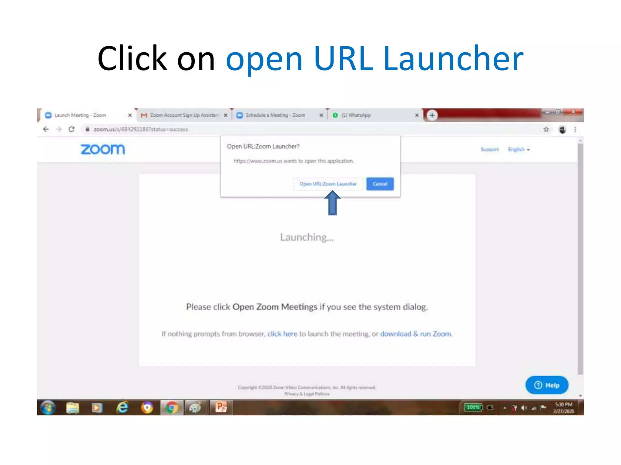 Click on open URL Launcher
 