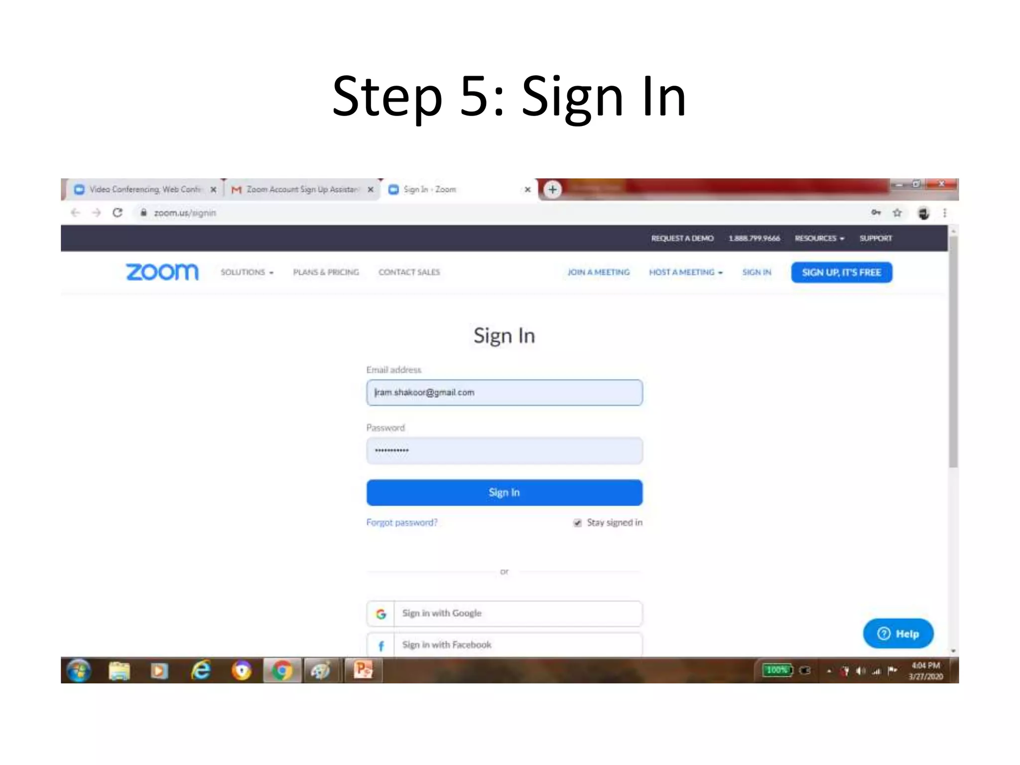 Step 5: Sign In
 
