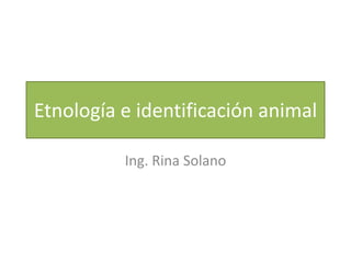 Etnología e identificación animal Ing. Rina Solano 