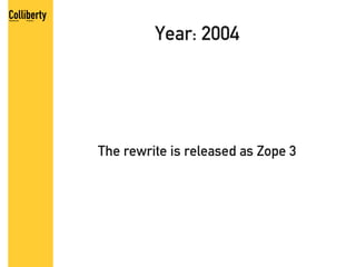 Year: 2004




The rewrite is released as Zope 3
 