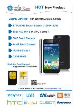 Zopo zp980 Plus 5 inch Full HD Screen MT6592 OCTA Core CPU Android Mobile Phone