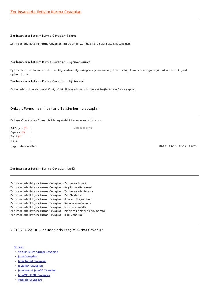 Zor İnsanlarla İletişim Kurma CevaplarıZor İnsanlarla İletişim Kurma Cevapları TanımıZor İnsanlarla İletişim Kurma Cevapla...