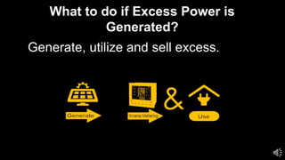 What to do if Excess Power is
Generated?
• Generate, utilize and sell excess.
 