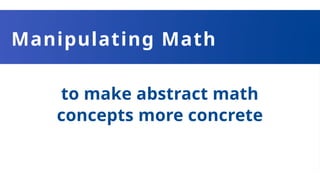 Manipulating Math
to make abstract math
concepts more concrete
 