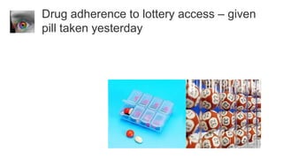 Drug adherence to lottery access – given
pill taken yesterday
 