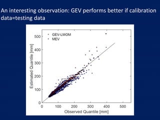 An interesting observation: GEV performs better if calibration
data=testing data
 