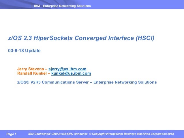 Z Os 2 3 Hipersockets Converged Interface Hsci Support