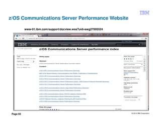 © 2014 IBM Corporation
Page 65
z/OS Communications Server Performance Website
http://www-01.ibm.com/support/docview.wss?uid=swg27005524
 