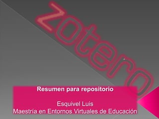Resumen para repositorio

               Esquivel Luis
Maestría en Entornos Virtuales de Educación
 