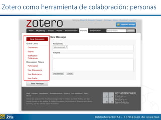 Zotero como herramienta de colaboración: personas
 