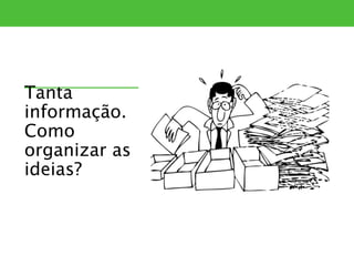 Tanta
informação.
Como
organizar as
ideias?
 