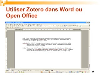 Utiliser Zotero dans Word ou Open Office 