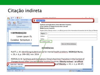 Citação indireta
 