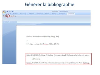 Générer la bibliographie
 