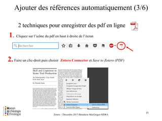 Ajouter des références automatiquement (3/6)
2 techniques pour enregistrer des pdf en ligne
15
1. Cliquez sur l’icône du p...