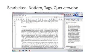 Bearbeiten: Notizen, Tags, Querverweise
 