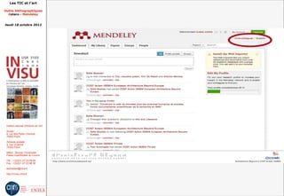 Les TIC et l'art

Outils bibliographiques
  Zotero - Mendeley


Jeudi 18 octobre 2012




 Institut national d'histoire de l'art

 Accès :
 6, rue des Petits Champs
 75002 Paris

 Adresse postale :
 2, rue Vivienne
 75002 Paris

 Métro : Bourse, Pyramides
 Palais royal/Musée du Louvre

 Tél. : +33(0)1 47 03 89 84
 Fax : +33(0)1 47 03 86 36

 lesticetlart@inha.fr

 http://invisu.inha.fr
 