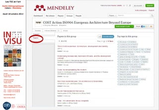 Les TIC et l'art

Outils bibliographiques
  Zotero - Mendeley


Jeudi 18 octobre 2012




 Institut national d'histoire de l'art

 Accès :
 6, rue des Petits Champs
 75002 Paris

 Adresse postale :
 2, rue Vivienne
 75002 Paris

 Métro : Bourse, Pyramides
 Palais royal/Musée du Louvre

 Tél. : +33(0)1 47 03 89 84
 Fax : +33(0)1 47 03 86 36

 lesticetlart@inha.fr

 http://invisu.inha.fr
 