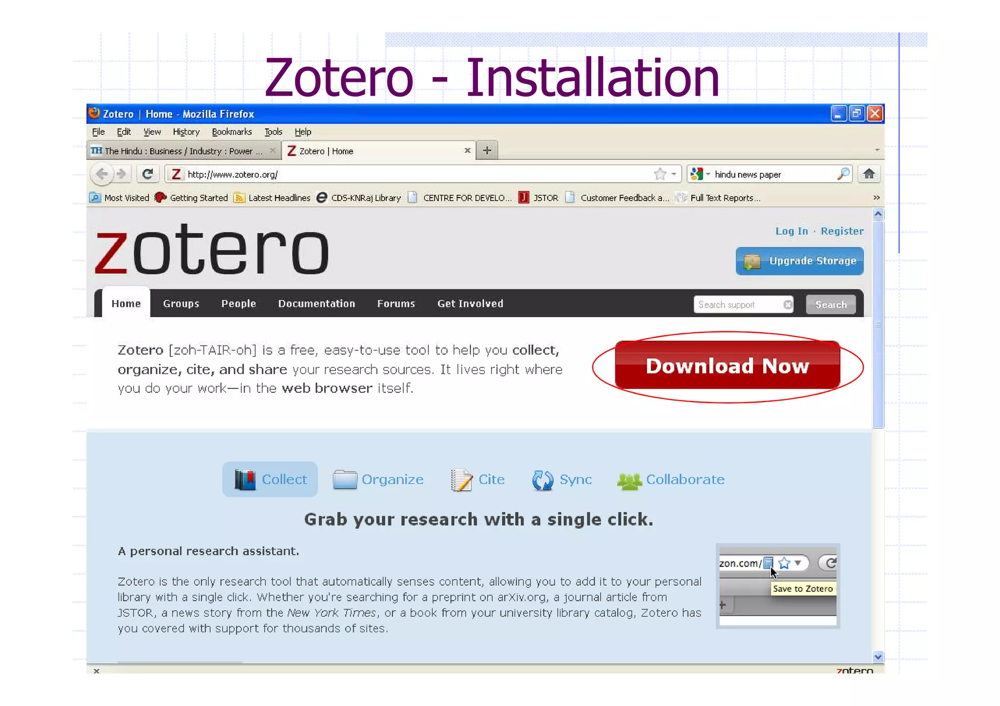 Zotero - Installation 
 