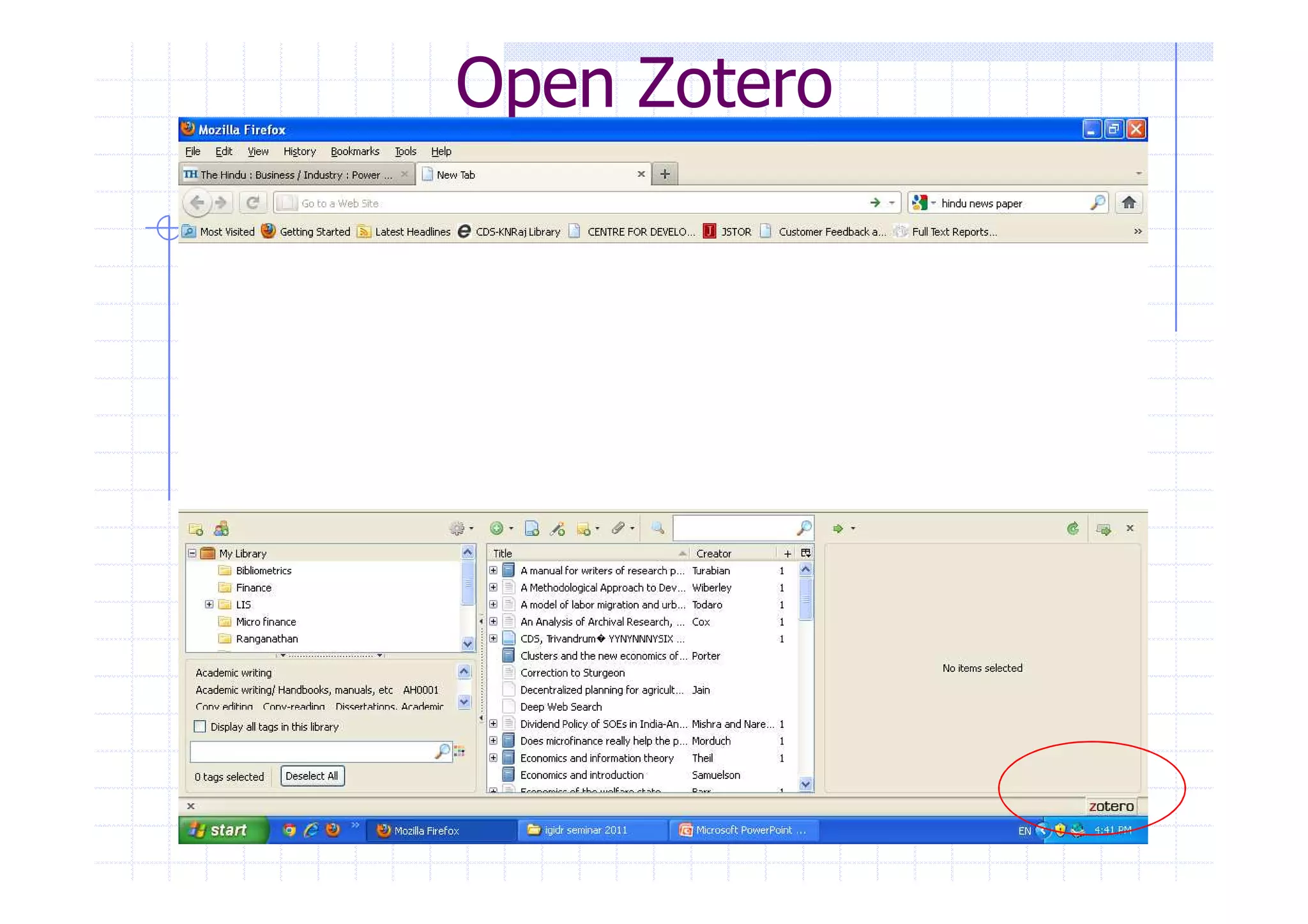 Open Zotero 
 