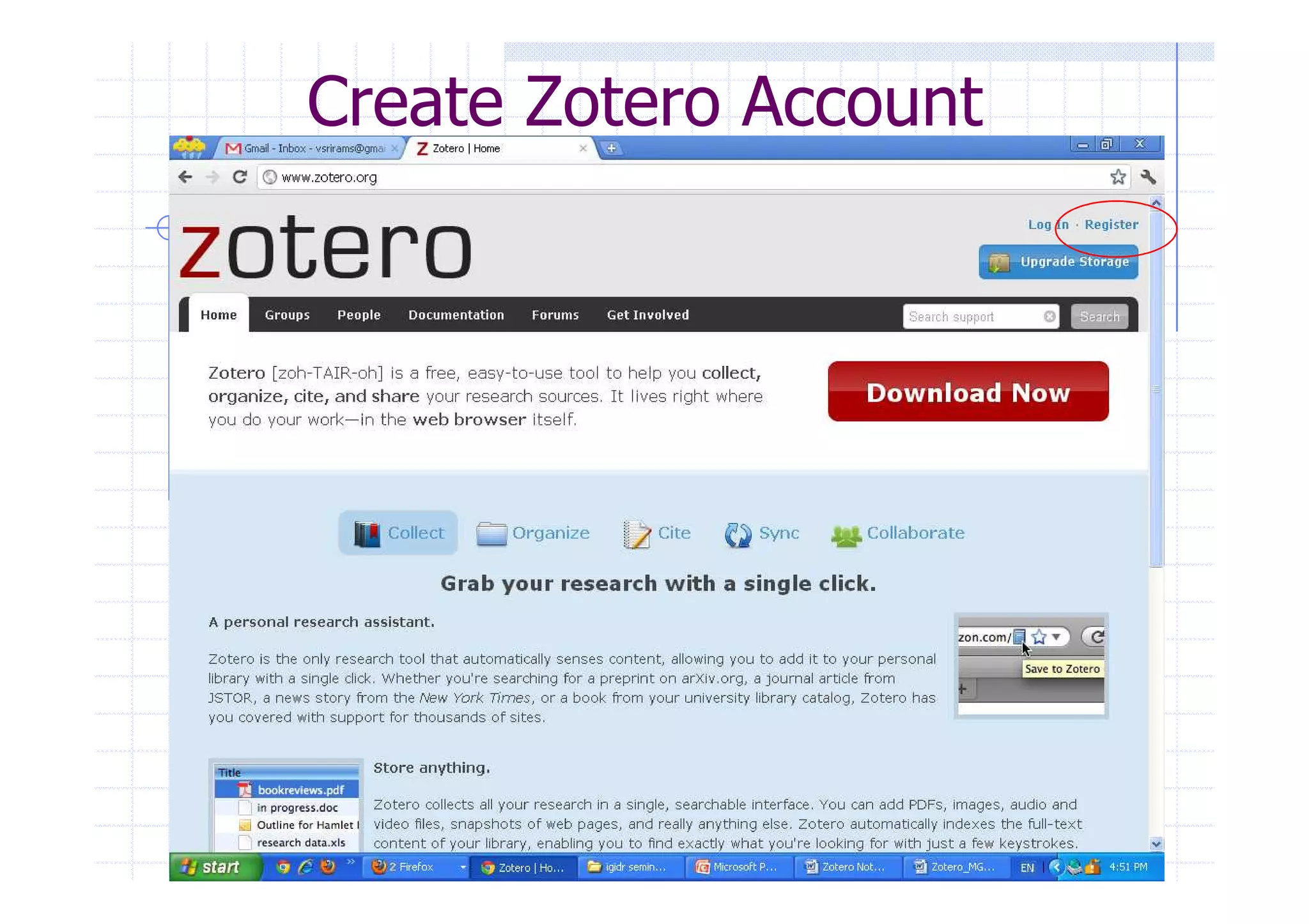 Create Zotero Account 
 