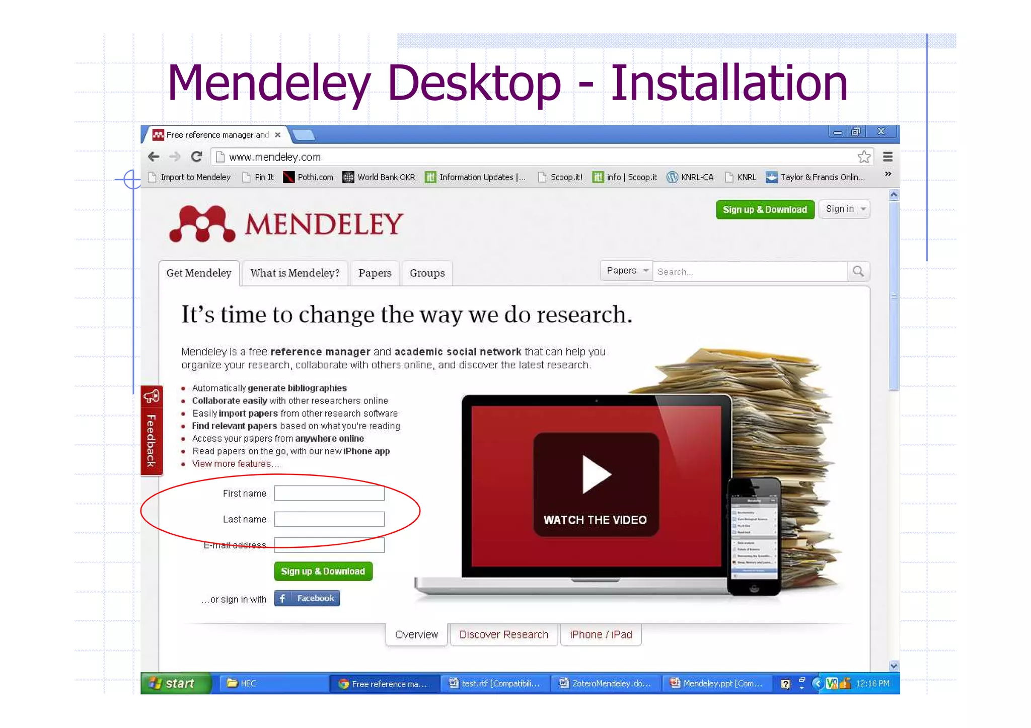 Mendeley Desktop - Installation 
 