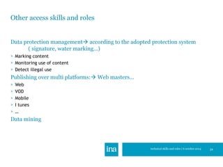 Other access skills and roles 
Data protection management according to the adopted protection system 
( signature, water ...