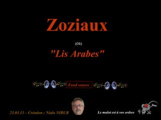 23.03.13 – Création : Niala NIBUR
ZoziauxZoziaux
(04)
"Lis Arabes""Lis Arabes"
Fond sonore
Le mulot est à vos ordres
 