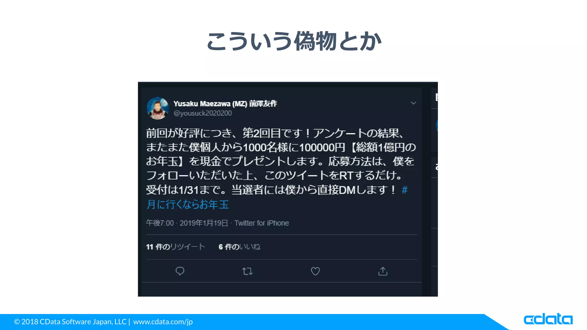 © 2018 CData Software Japan, LLC | www.cdata.com/jp
こういう偽物とか
 