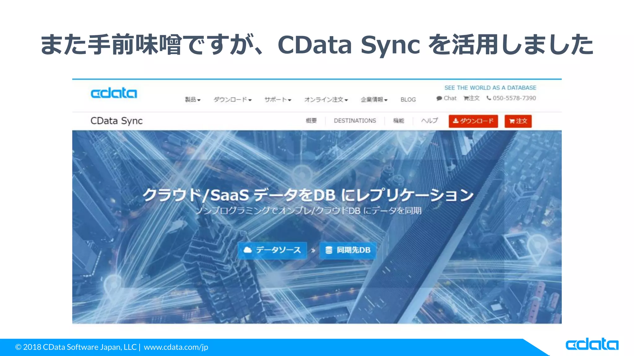© 2018 CData Software Japan, LLC | www.cdata.com/jp
また手前味噌ですが、CData Sync を活用しました
 