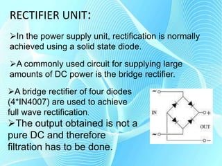 In our circuit the transformer of 230v/15-0-15v is used to perform the step down operation where a 230V AC appears as 15V AC across the secondary winding. One alteration of input causes the top of the transformer to be positive and the bottom negative. 
