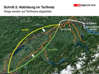 SBB • Konzernbereiche • Informatik • März 2013 9
Wege werden auf Tarifnetze abgebildet.
Schritt 2: Abbildung im Tarifnetz
 
