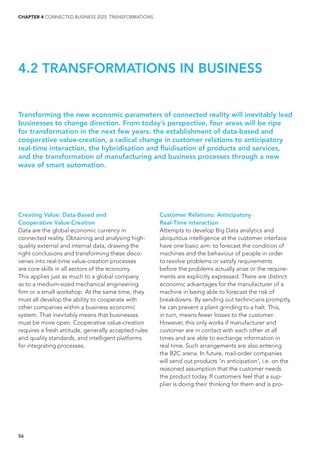 CHAPTER 4 CONNECTED BUSINESS 2025: TRANSFORMATIONS
56
Creating Value: Data-Based and
Cooperative Value-Creation
Data are t...