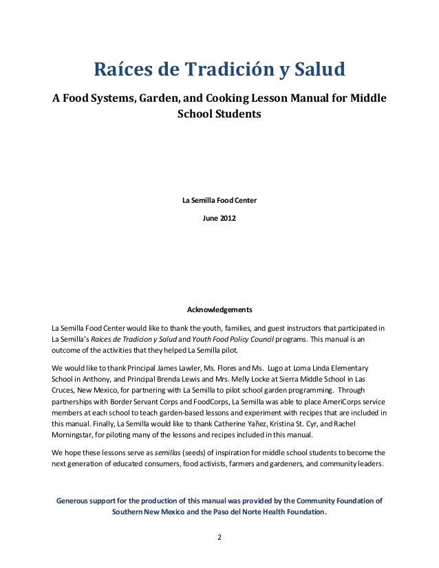 A Food Systems Garden And Cooking Lesson Manual