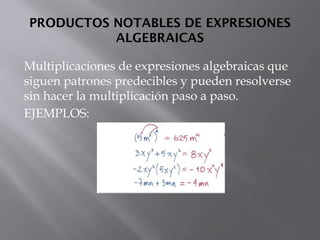 Presentación de expresiones algebraicas | PPTX