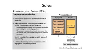 Solver
Pressure-based Solver (PBS) :
 
