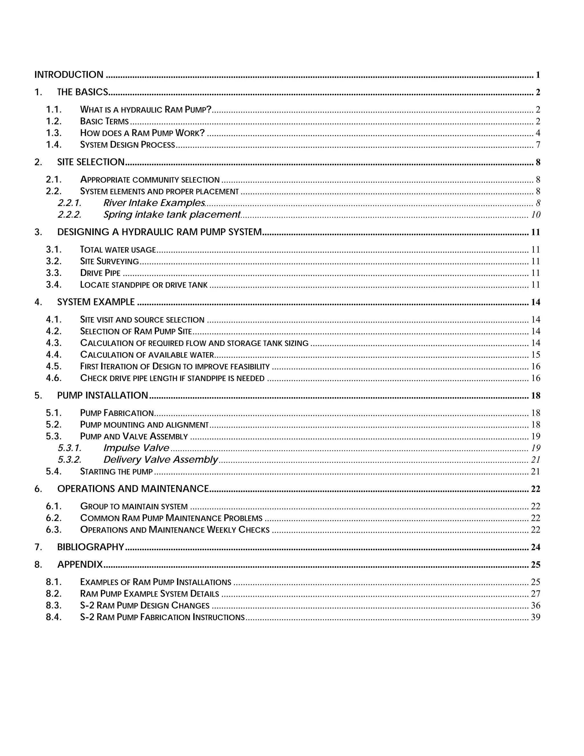 Hydraulic Ram Pump System Design Manual Peace Corps PDF