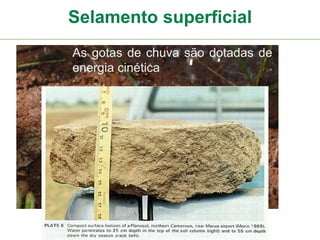 Selamento superficial
As gotas de chuva são dotadas de
energia cinética
 