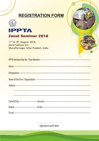 Registration Form for participating in IPPTA Zonal Seminar