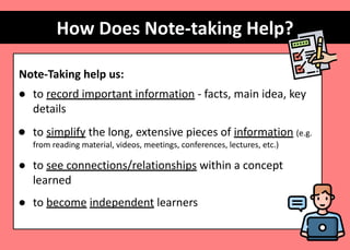 Note Taking Presentation meant for Grade 4 | PDF
