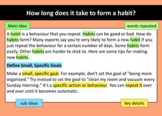 Specific Habits Examples Note Taking Presentation meant for Grade 4 | PDF