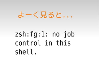 よーく見ると...

zsh:fg:1: no job
control in this
shell.
 