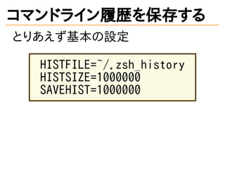 ޥɥ饤Ěs򱣴椹
ȤꤢO
HISTFILE=~/.zsh_history
HISTSIZE=1000000
SAVEHIST=1000000
 
