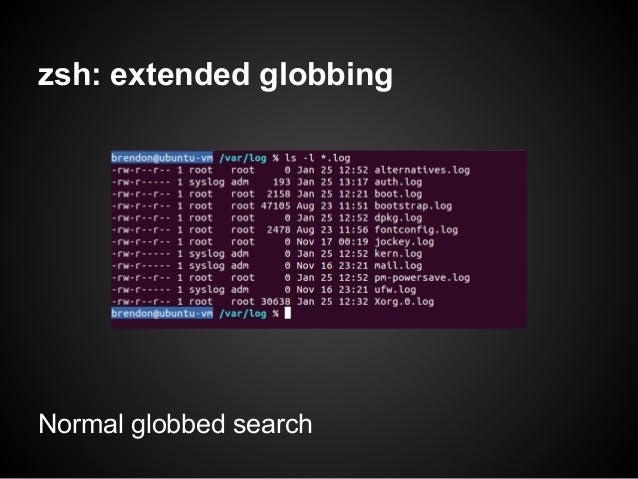 zsh: extended globbingNormal globbed search 