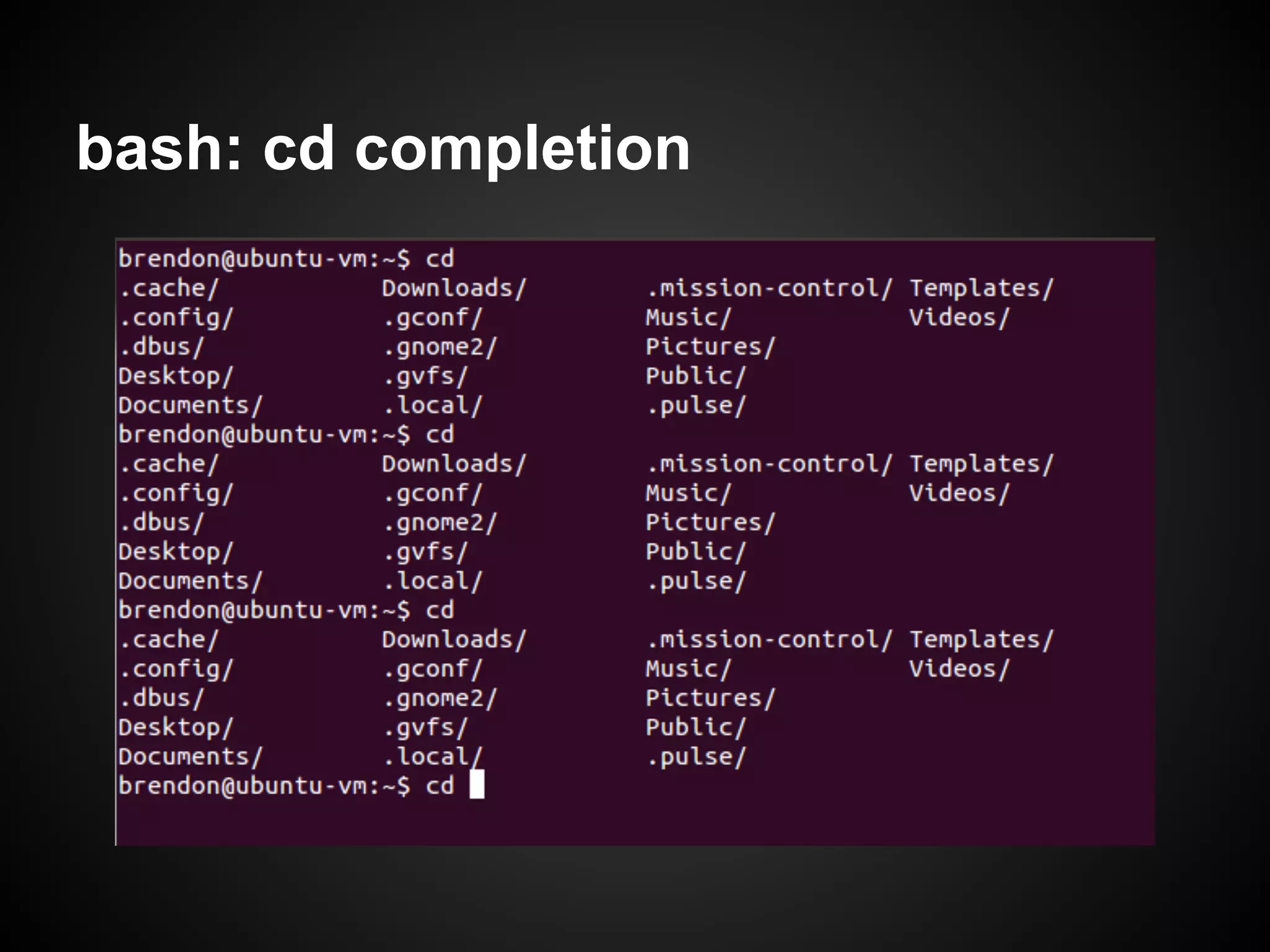bash: cd completion
 