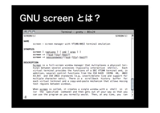 DevLOVE `ߥʥ㏊ zsh + screen