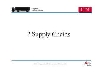 Logistik
      Helmut Zsifkovits




     2 Supply Chains



17
        © UVK Verlagsgesellschaft mbH, Konstanz und München 2013
 