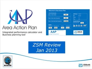 Integrated performance calculator and
Business planning tool




                            ZSM Review
                             Jan 2013
 