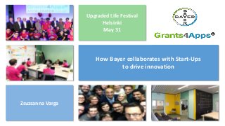 Upgraded Life Festival
Helsinki
May 31
Zsuzsanna Varga
How Bayer collaborates with Start-Ups
to drive innovation
 