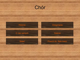 Chór Historia Skład Osiągnięcia O nas samych Galeria Powrót do: Spis treści 